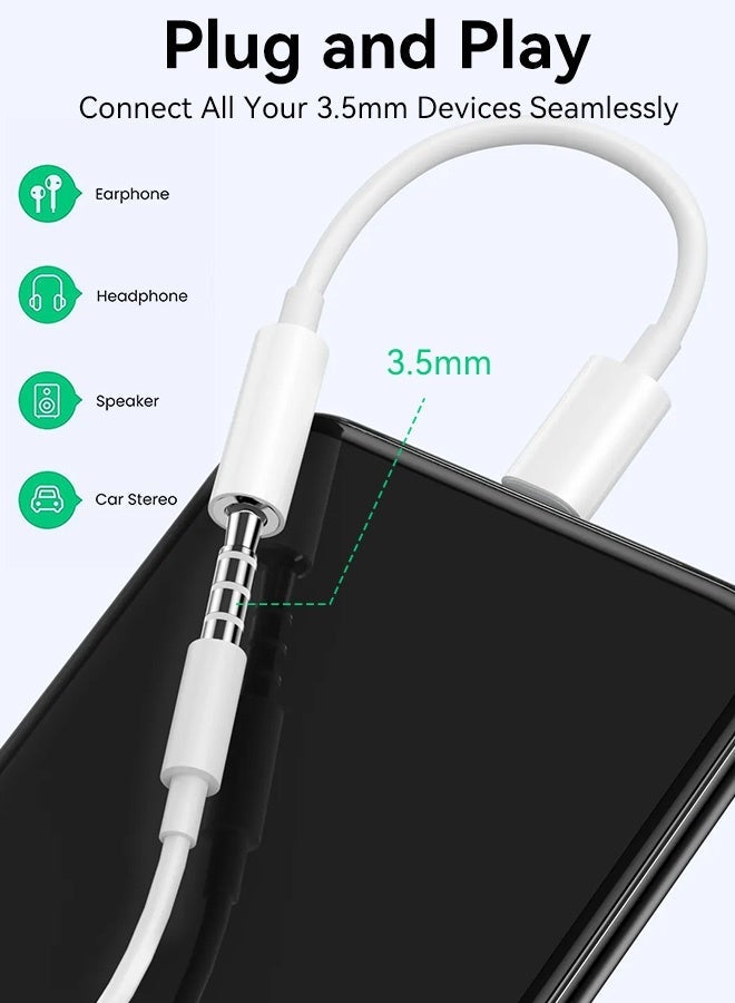 Tersely 2 Pack Headphones Adapter,Lightning to 3.5 mm Headphone/Earphone Jack Audio Aux Adapter Dongle Compatible with iPhone 14 13 12 11 Pro XR XS Max X 8 7 6s Plus(Cannot be Used for Phone Calls) - Image 5
